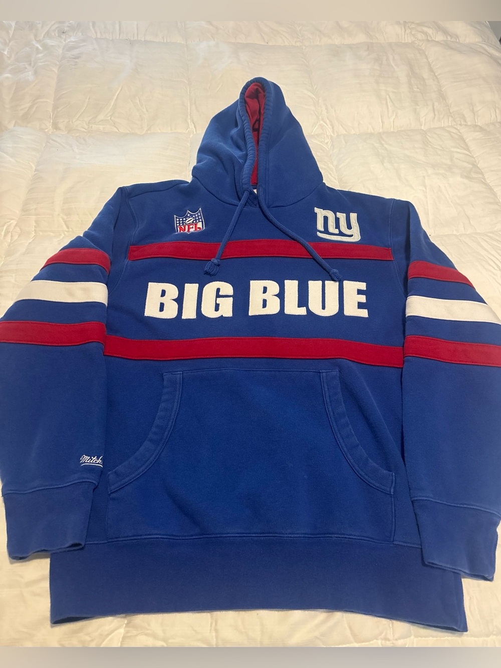 New York Giants Mitchell & Ness Throwbacks Heavyweight Hoodie “Big Blue” Size S